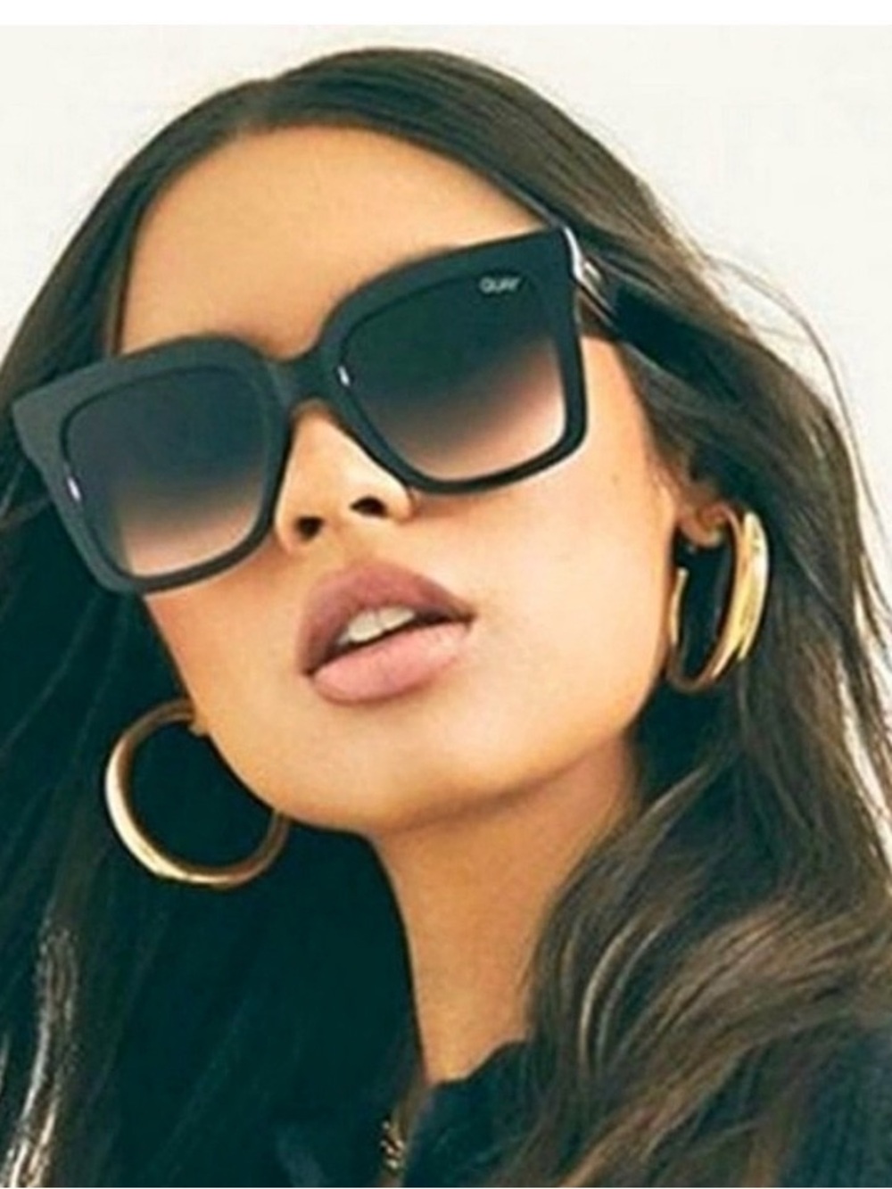 Quay “ICY” Australia Black Oversized Boxed Square Sunglasses